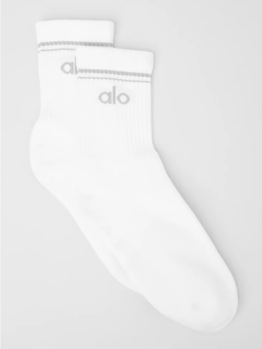 Alo White Logo half Crew Socks medium